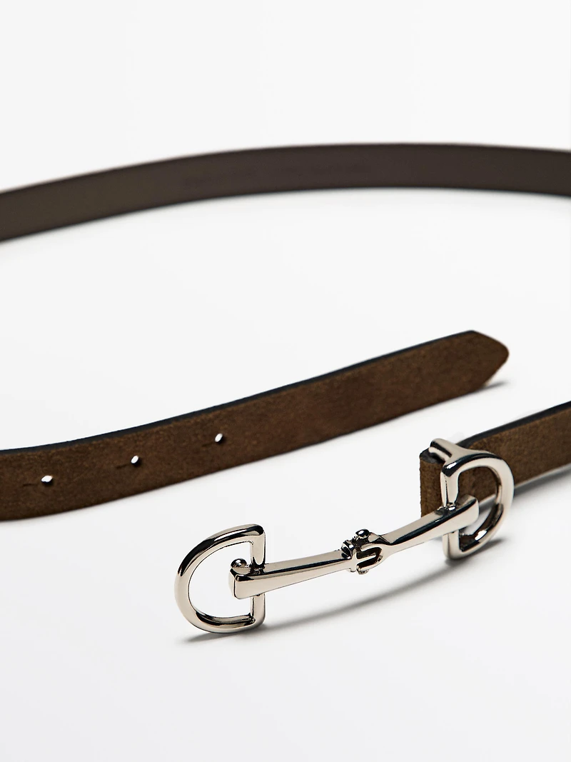 Ceinture équestre en croûte de cuir et nickel