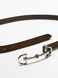 Ceinture équestre en croûte de cuir et nickel