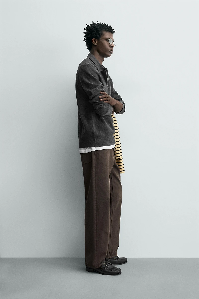 KNIT ZIP POLO SHIRT