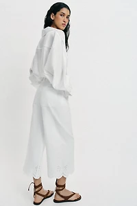 JUPE-CULOTTE À BRODERIES PERFORÉES
