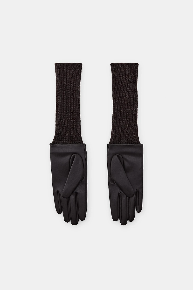 COMBINATION FAUX LEATHER GLOVES