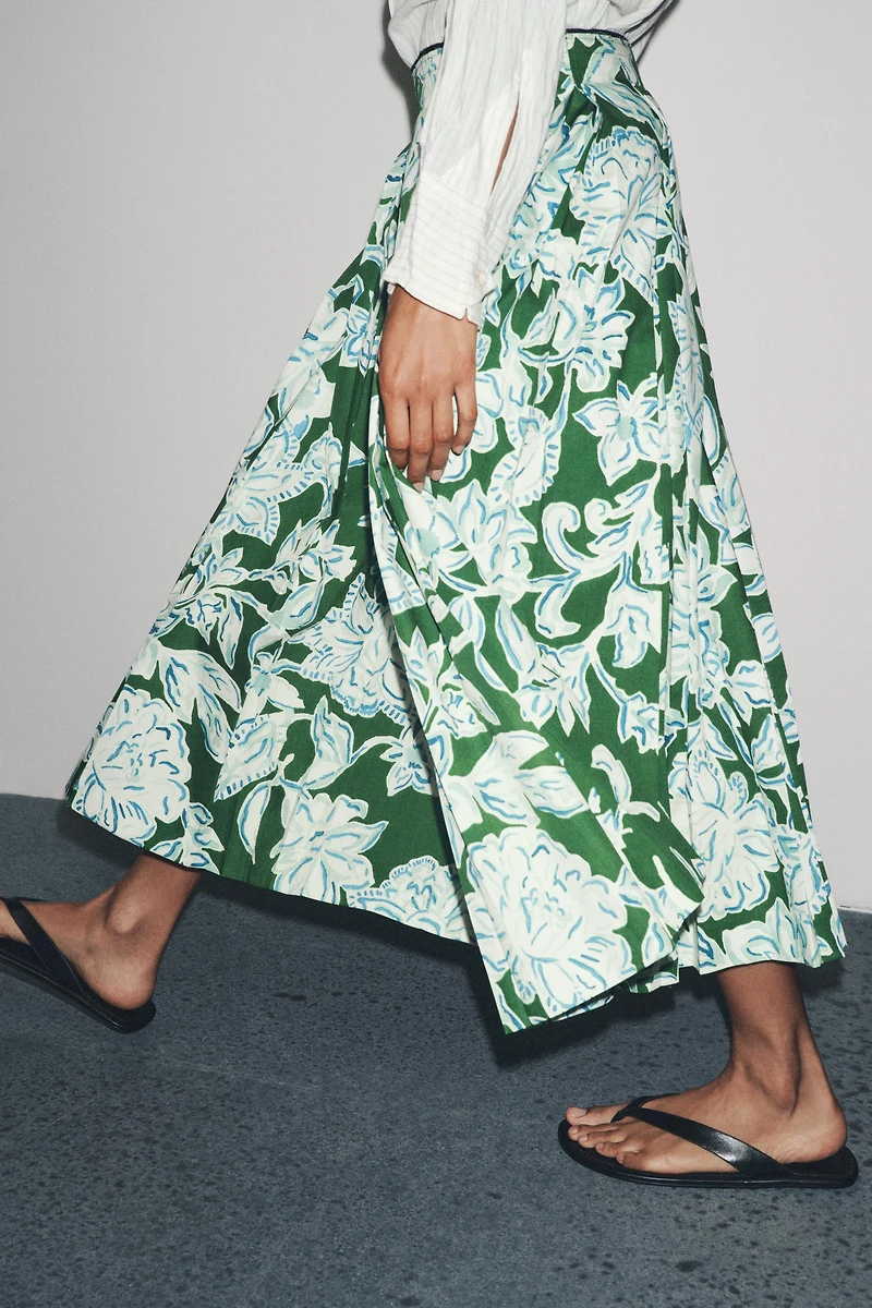PLEATED FLORAL SKIRT ZW COLLECTION