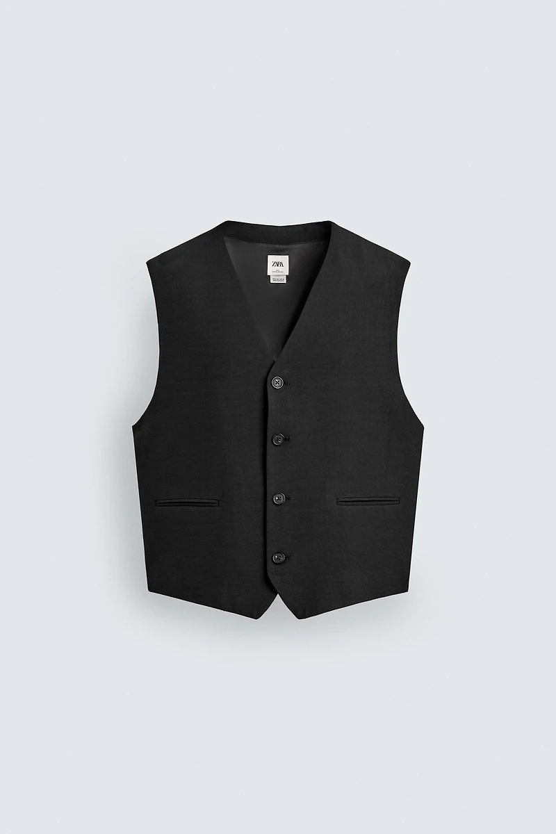 GILET DE COSTUME EN VISCOSE ET LIN