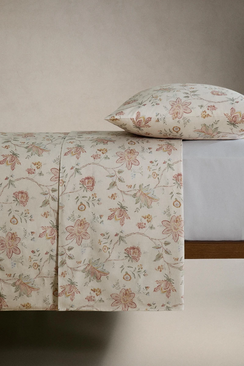 (300 FILS) DRAP DE DESSUS SATIN FLORAL