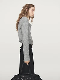 Knit sweater with cowl neck