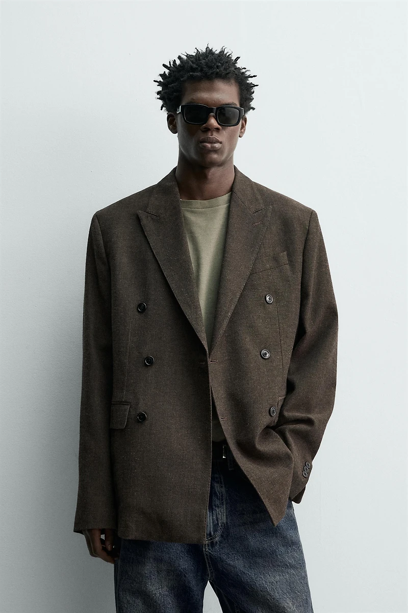 WOOL BLEND DOUBLE BREASTED BLAZER