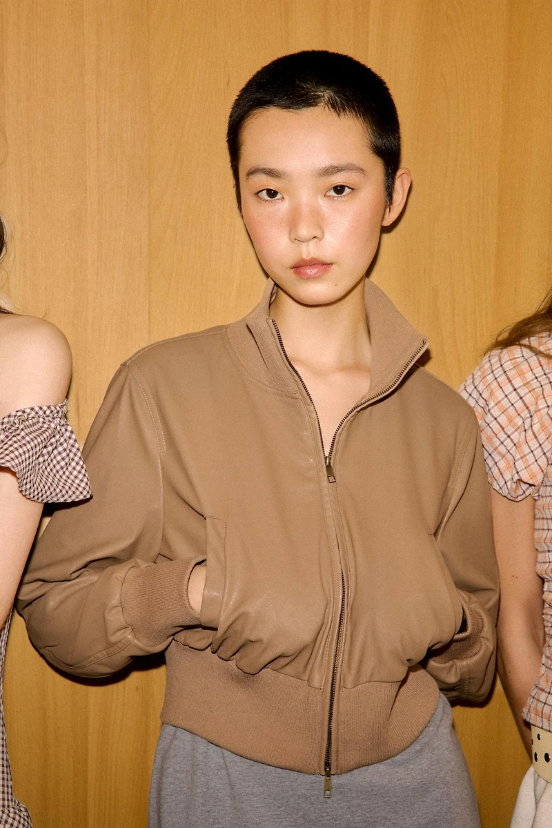 FAUX LEATHER BOMBER JACKET