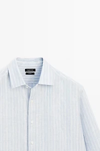 100% linen regular fit faded striped shirt