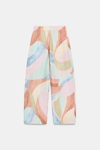 PRINTED WIDE LEG PANTS