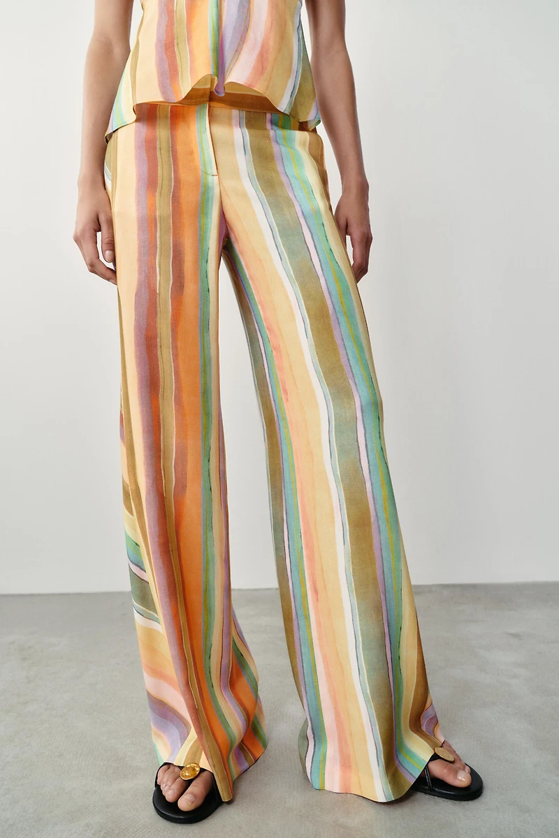 STRIPED WIDE LEG PANTS