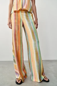 STRIPED WIDE LEG PANTS