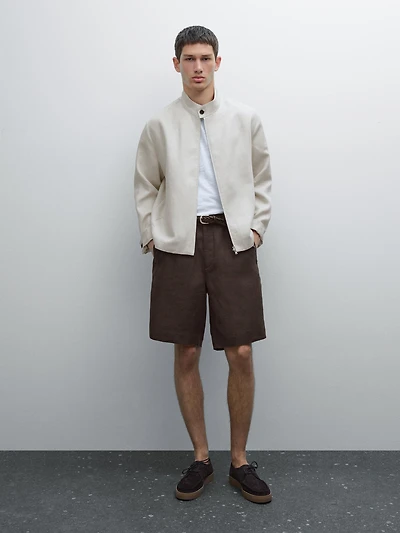 Lightweight 100% linen Bermuda shorts