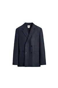 HERRINGBONE 100% LINEN DOUBLE BREASTED SUIT BLAZER