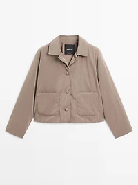 Short water-repellent puffer jacket