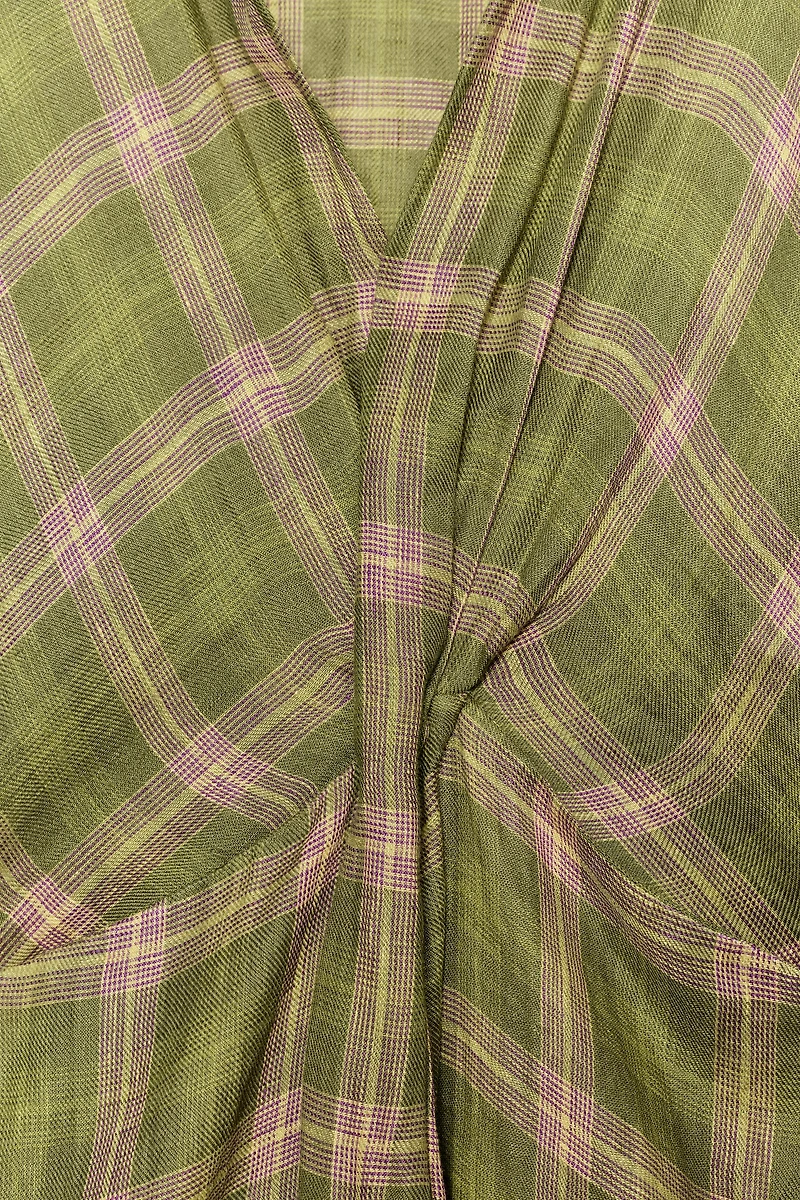 ZW COLLECTION CHECKED LINEN DRESS