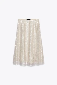 SEQUINED KNIT MIDI SKIRT
