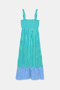 STRIPED MIDI DRESS