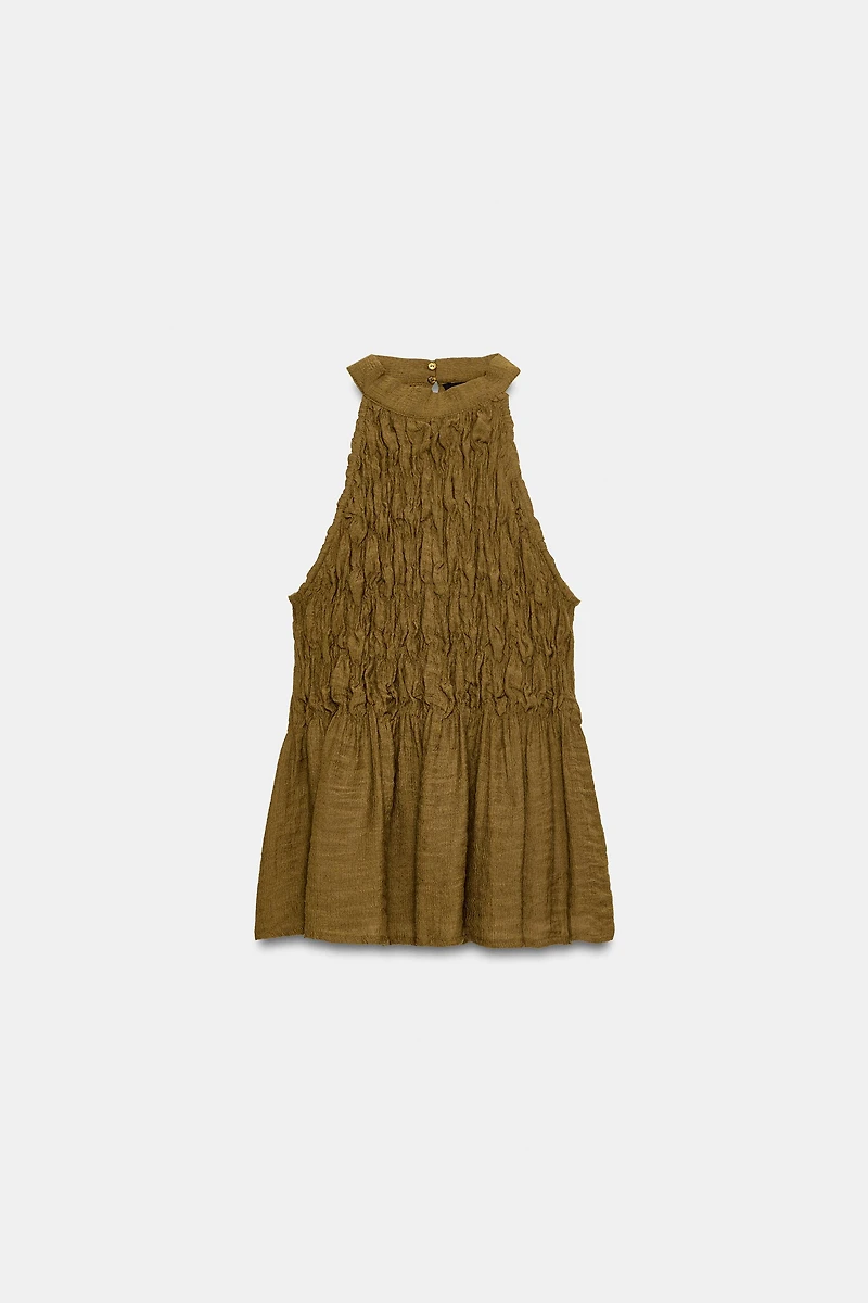 RUCHED HALTER TOP