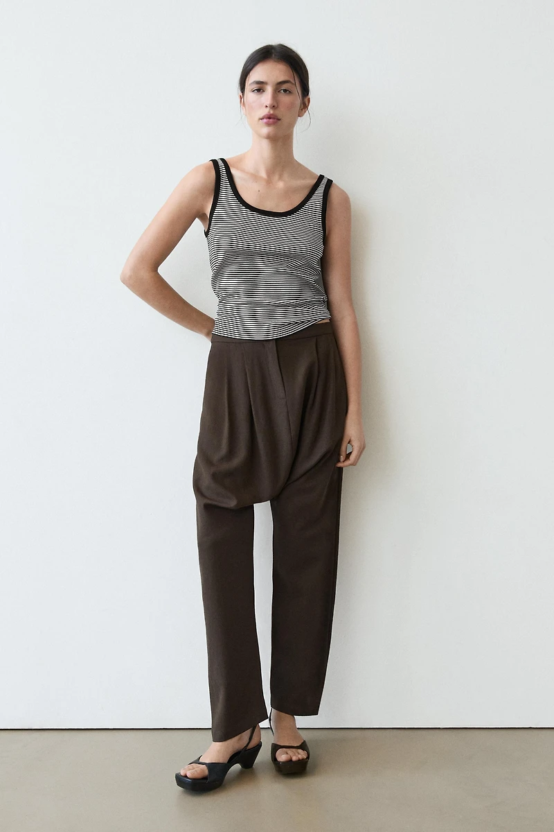 Cotton top with striped detail