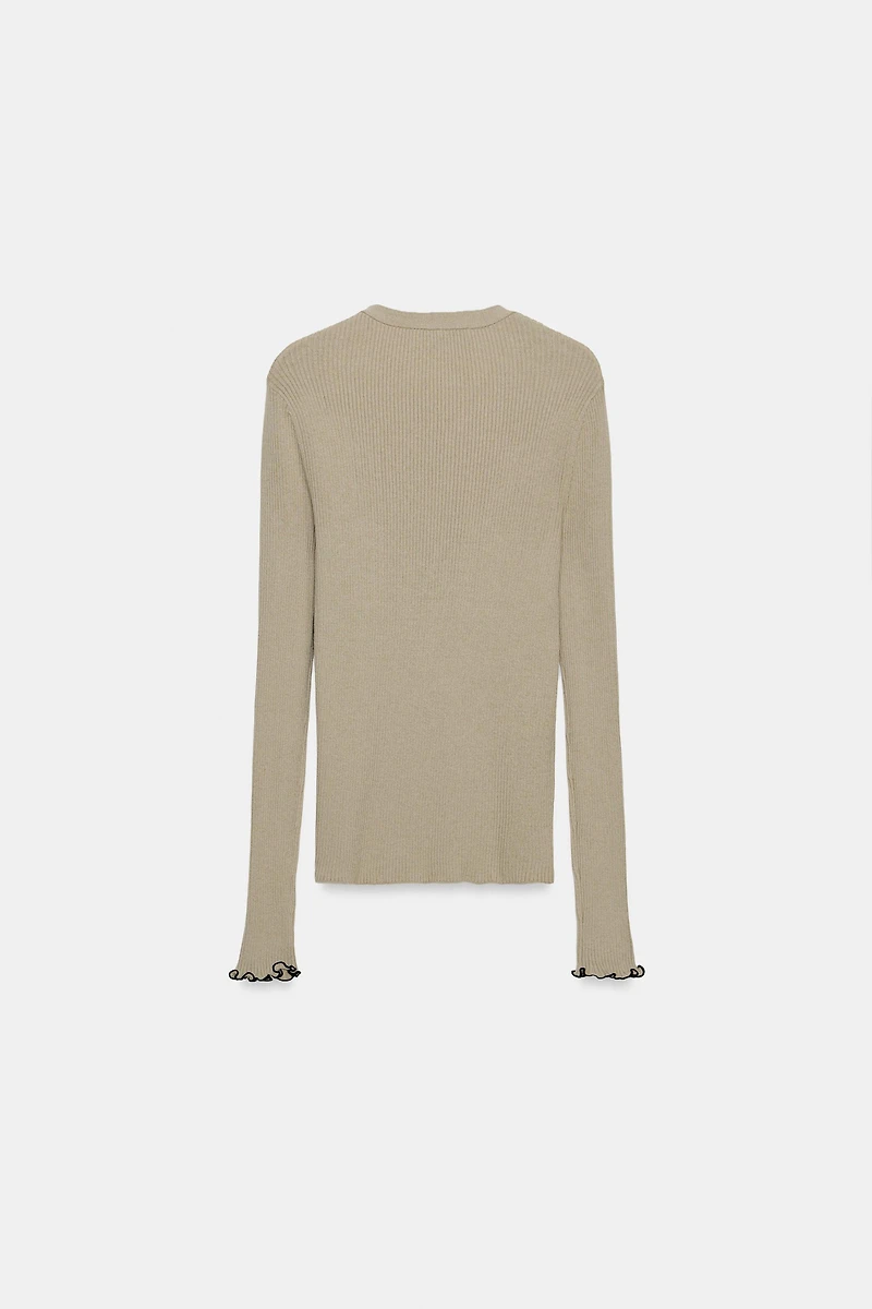 CONTRAST RIB CARDIGAN