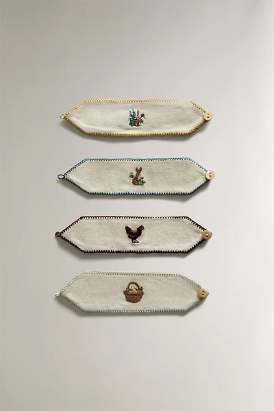 EASTER EMBROIDERED NAPKIN RINGS (PACK OF 4)