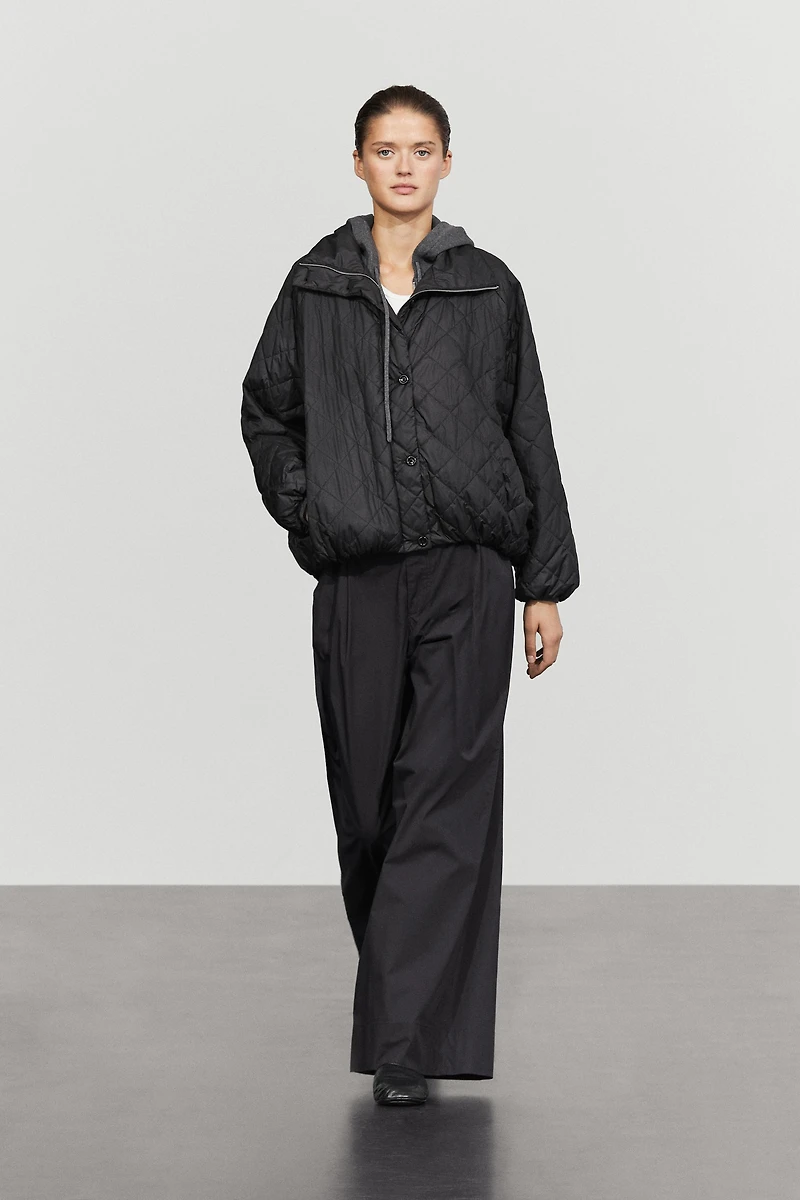 High neck quilted bomber jacket