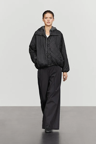 High neck quilted bomber jacket