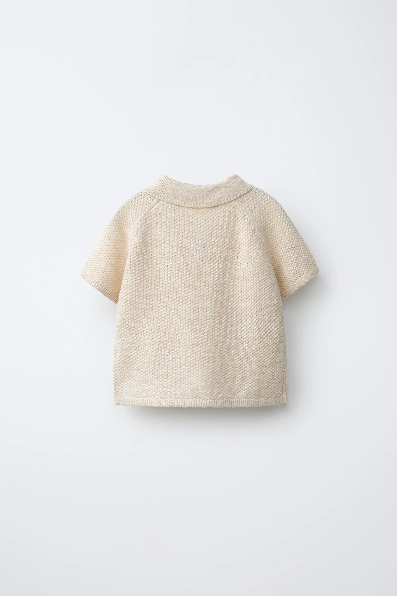TEXTURED KNIT POLO JUMPER