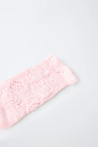 SILK-BLEND RUFFLE TRIM MID-LENGTH SOCKS