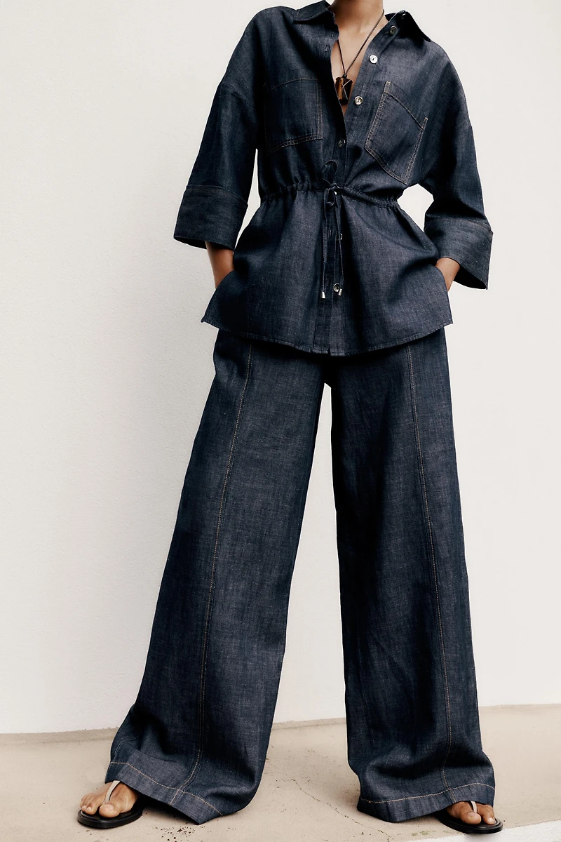 WIDE LEG LINEN PANTS