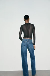 FITTED COMBINATION TULLE TOP