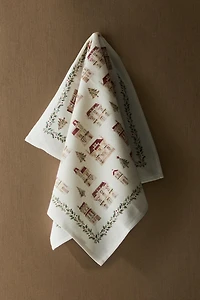 SET OF COTTON CHRISTMAS HOUSE KITCHEN TOWELS (SET OF 2)