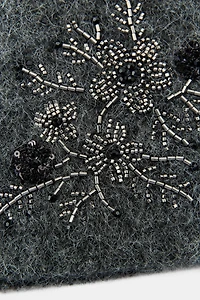 BEADED EMBROIDERED KNIT BEANIE