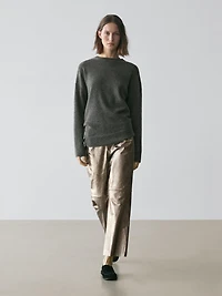 Nappa leather metallic trousers