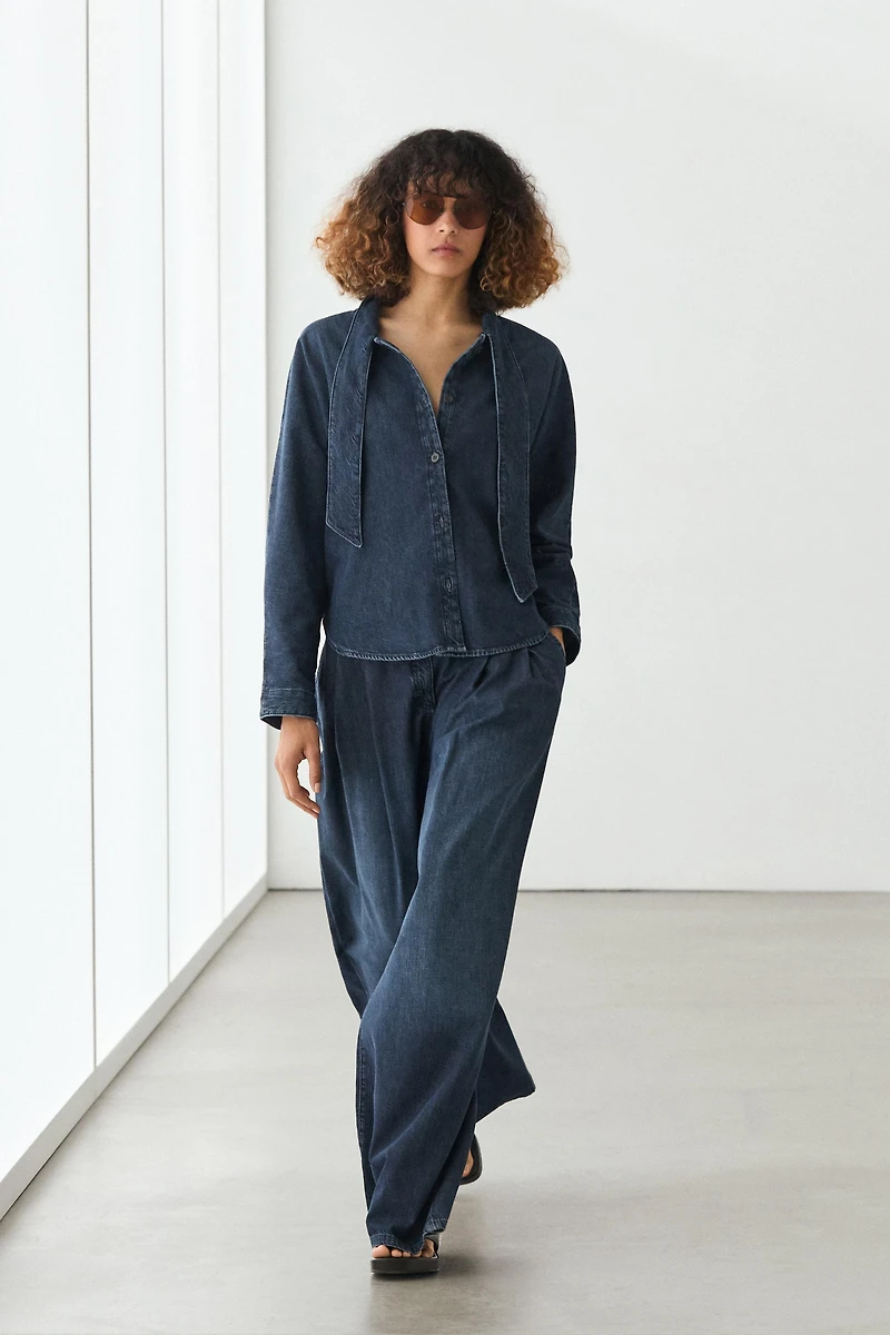 Chemise denim col détaillé