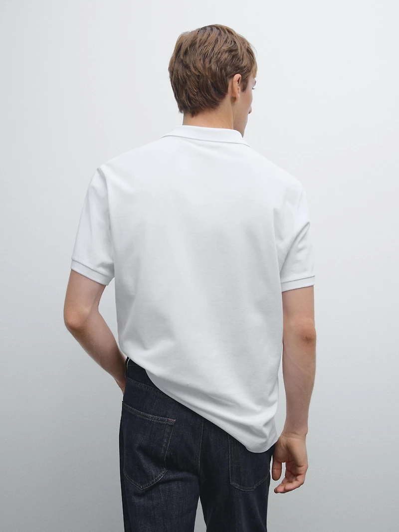 Micro textured piqué cotton polo shirt