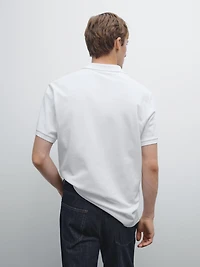 Micro textured piqué cotton polo shirt