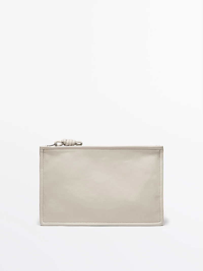 Small nappa leather pouch bag with knot