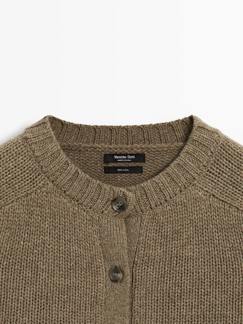 Cardigan à manches raglan 100 % laine