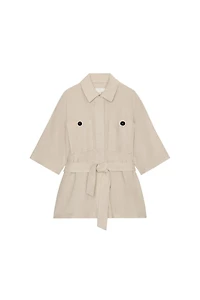 BELTED LINEN SAFARI JACKET