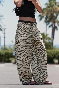 PANTALON LARGE À CORDONS IMPRIMÉ ANIMAL