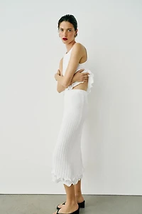 DOUBLE-LAYER KNIT MIDI SKIRT