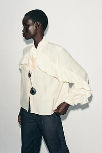 RUFFLED BOW BLOUSE