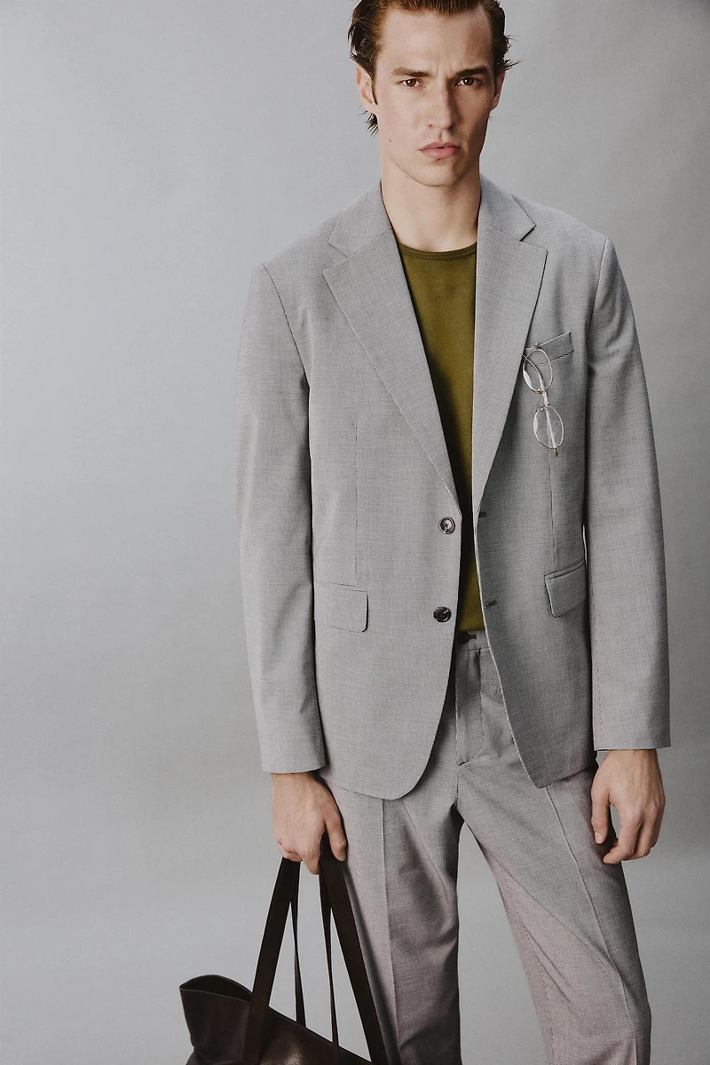 VESTE REGULAR FIT COSTUME PIED-DE-POULE