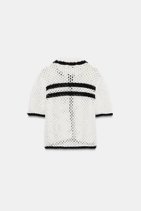 OPEN-KNIT POLO JACKET