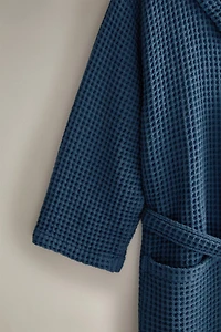 WAFFLE-KNIT COTTON BATHROBE