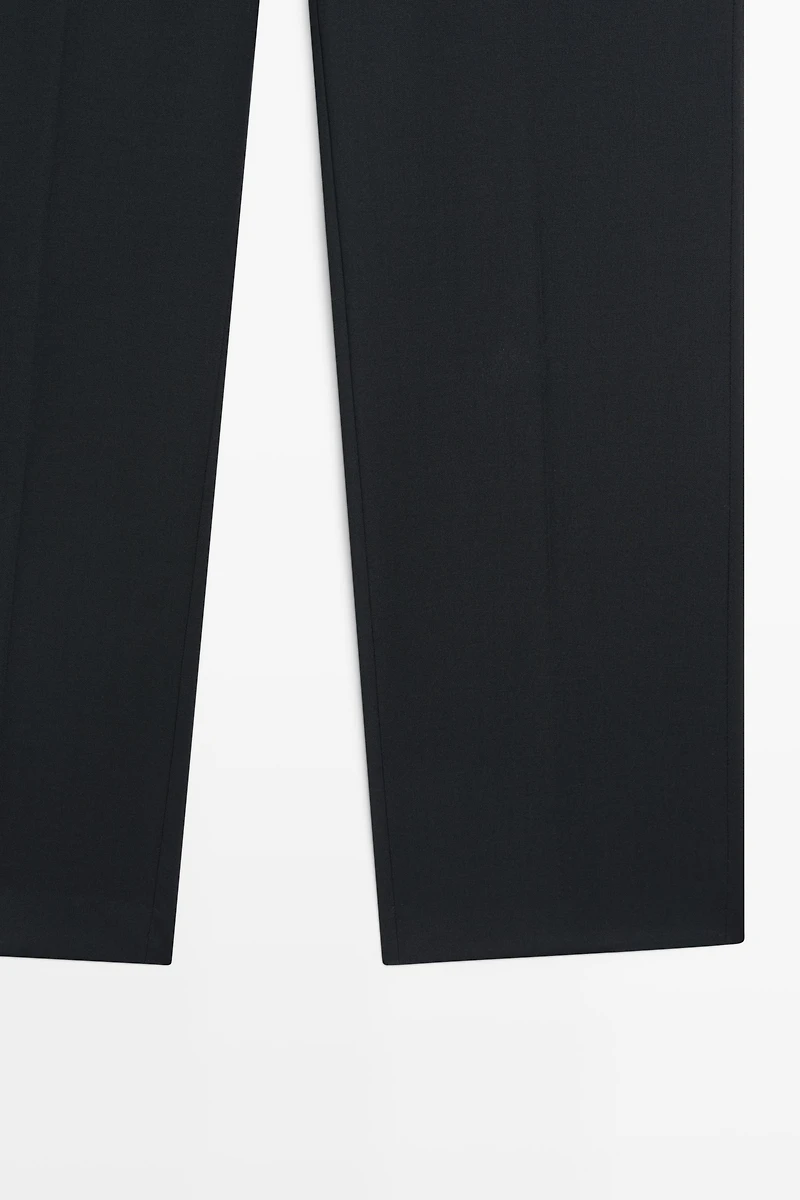 100% cool wool straight-leg pants
