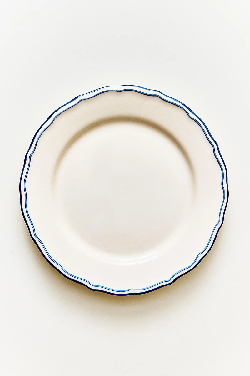 WAVY EARTHENWARE DESSERT PLATE WITH RIM