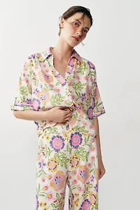 FLORAL PRINT LINEN BLEND SHIRT