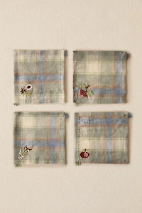 PACK OF CHECK LINEN COASTERS (PACK OF 4)